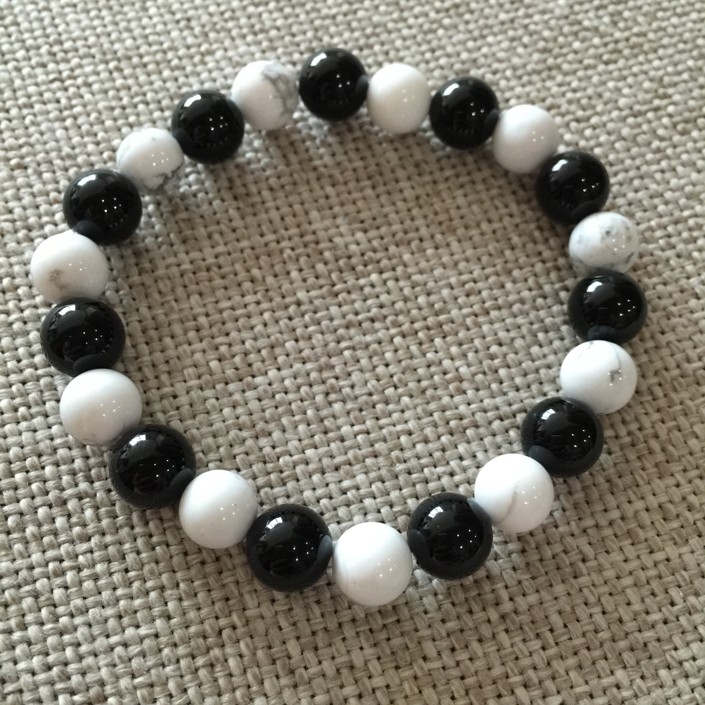 Black Onyx, Howlite ฮาวไลท์ 8 มม หินเพิ่ม EQ