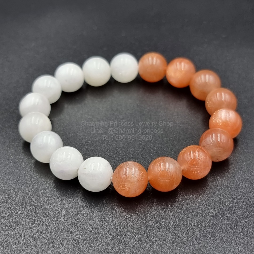 Sunstone and Moonstone ซันสโตน มูนสโตน 10 มม มีพลัง ส่งเสริมเรื่องหน้าที่การงาน และความสำเร็จ เหมาะสำหรับผู้ที่ทำธุรกิจ ขณะเดียวกันยังเสริมเสน่ห์ให้เป็นที่รักของคนทั่วไป