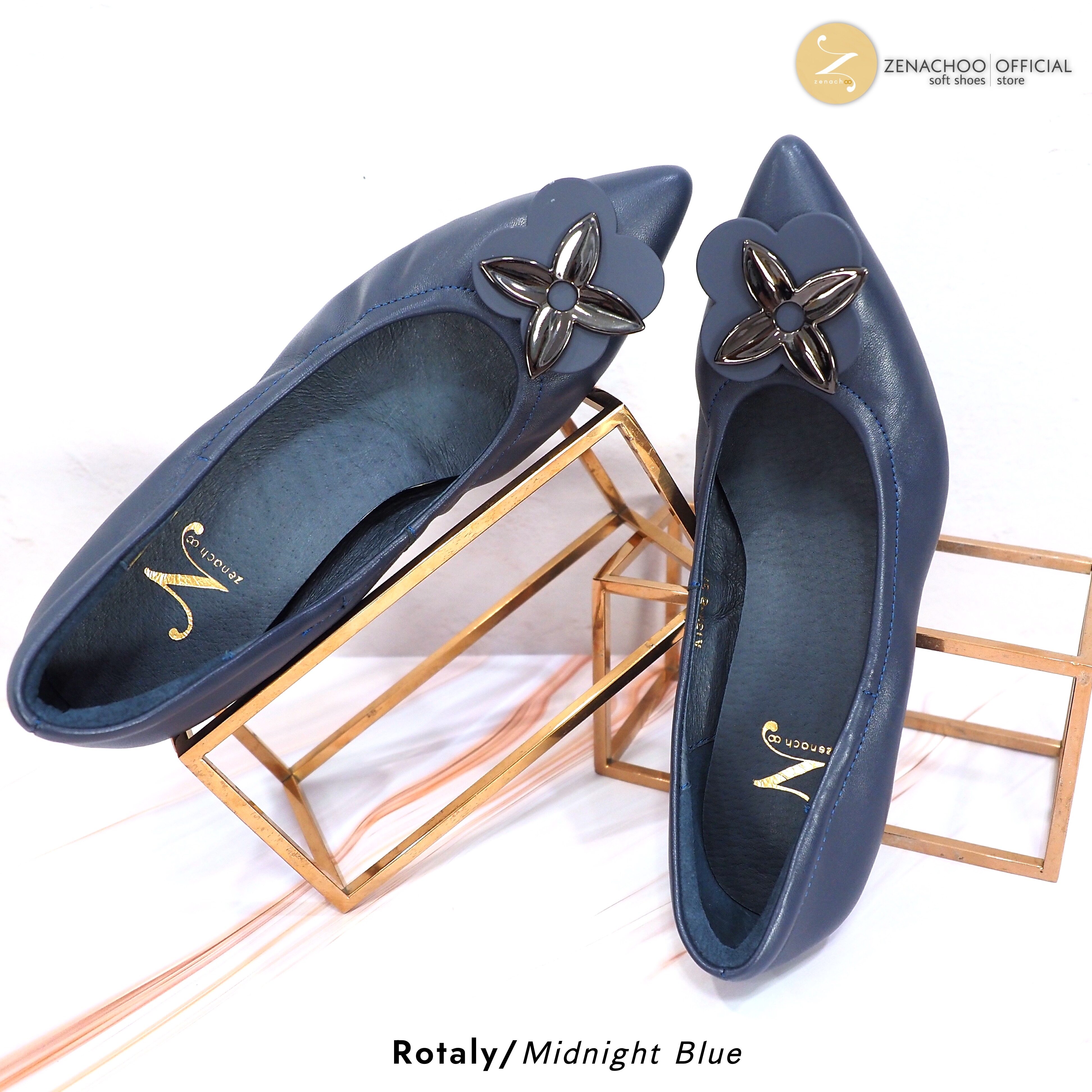 ทรงปกติ สินค้าลดราคา ไม่รับเปลี่ยน-คืน ทุกกรณึ Zenachoo รุ่น Rolaty สูง 2 นิ้ว รองเท้าหนังแกะแท้ ทรงสวย รุ่นขายดี หนังนิ่มมาก