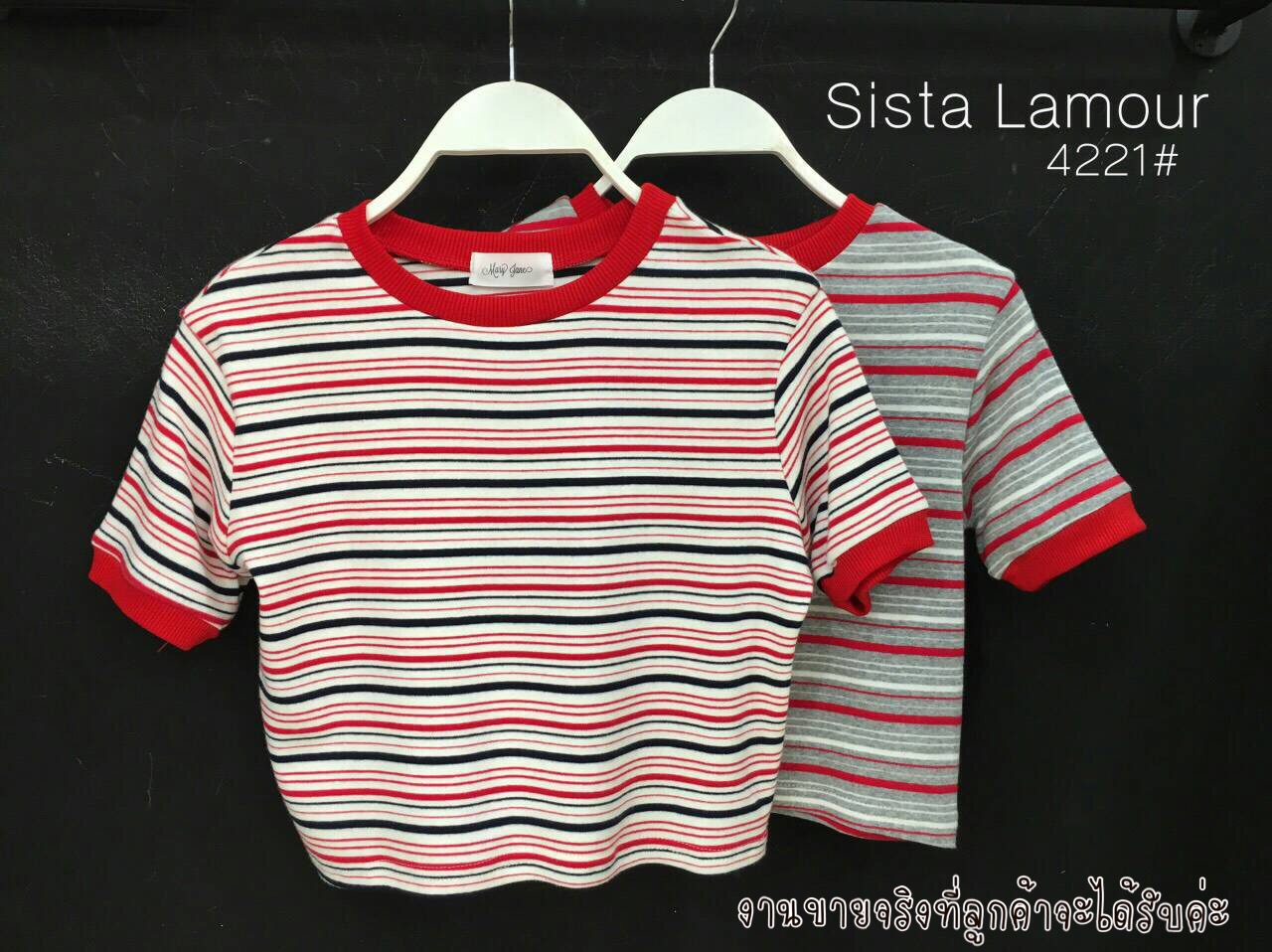 เสื้อครอป เสื้อลายริ้วใหม่Cute มั๊กๆ ต้องมีนะจ๊ะบอกเลย