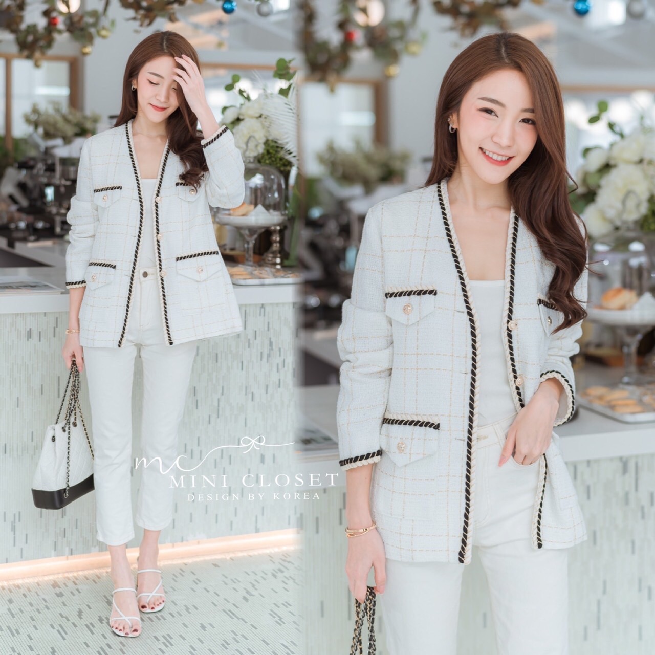 เสื้อคลุมผ้าทวีตเกาหลี เรียบหรูดูแพง ส่งfree ค่ะ