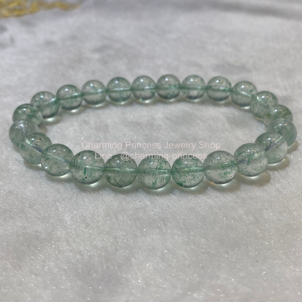 Green Fuchsite in Quartz ฟุกไซต์สีเขียวในควอตซ์ 8 mm Spark Joy จุดประกายความสุข