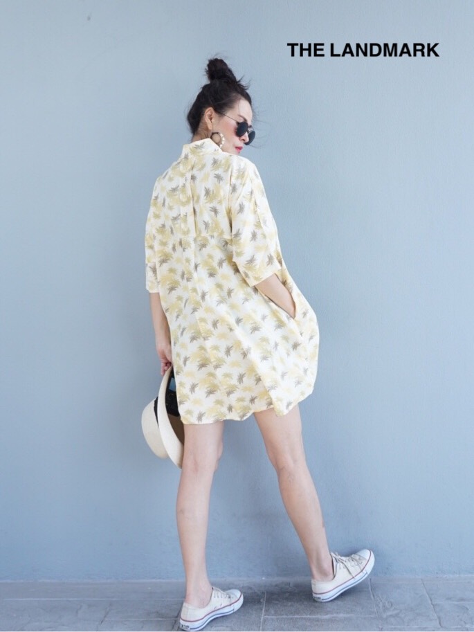 เดรสเชิ้ตคอจีน สไตล์วินเทจ