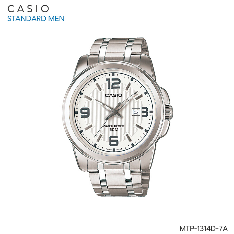 CASIO STANDARD Men นาฬิกาผู้ชาย สายสแตนเลส รุ่น MTP-1314D MTP-1314D-1A