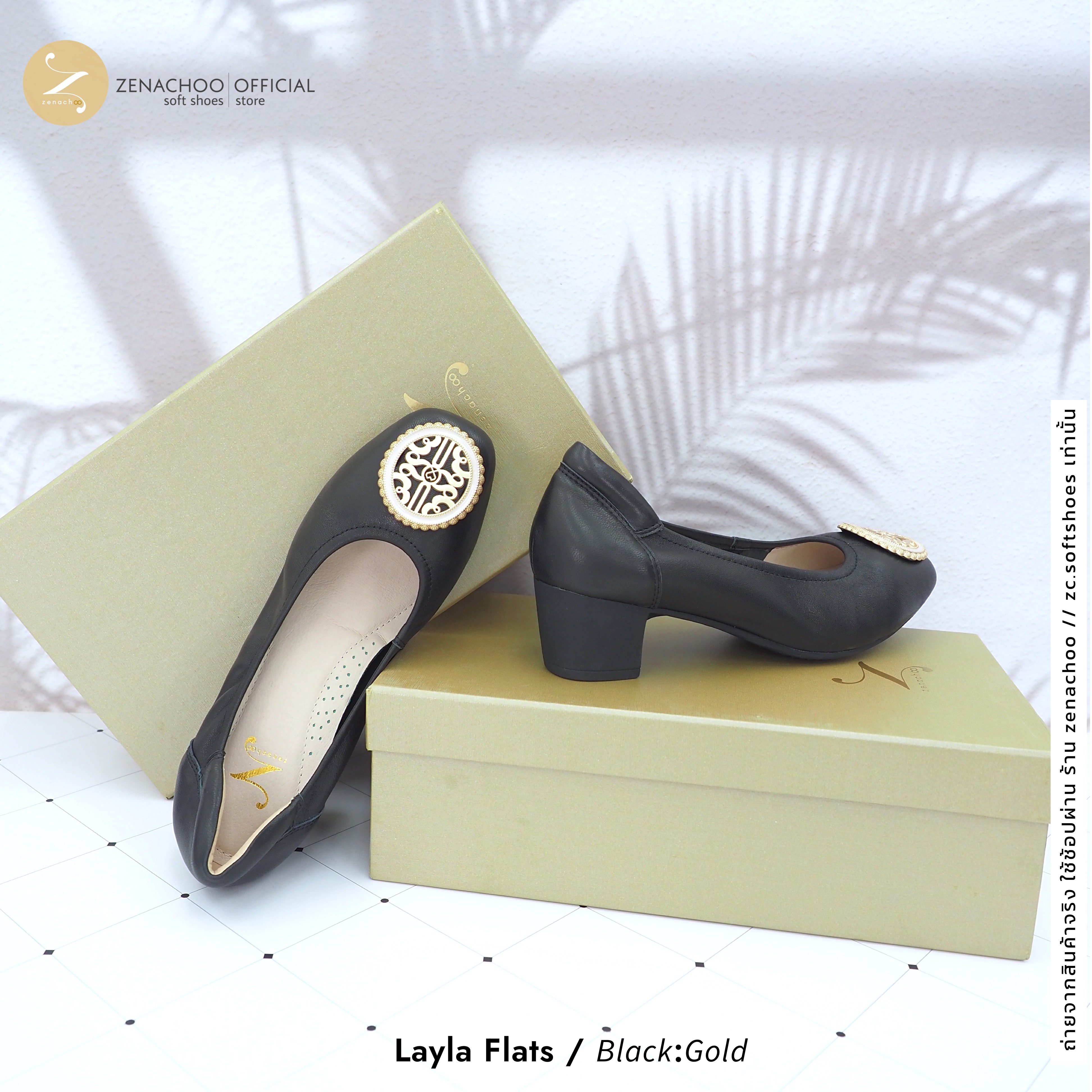 ทรงปกติ เปลี่ยนไซส์ได้-ไม่รับคืน Zenachoo รุ่น Lauri สูง 2นิ้ว หนังแกะ พื้นนิ่ม นวัตกรรมแม่เหล็กจากญี่ปุ่น ใส่สบาย