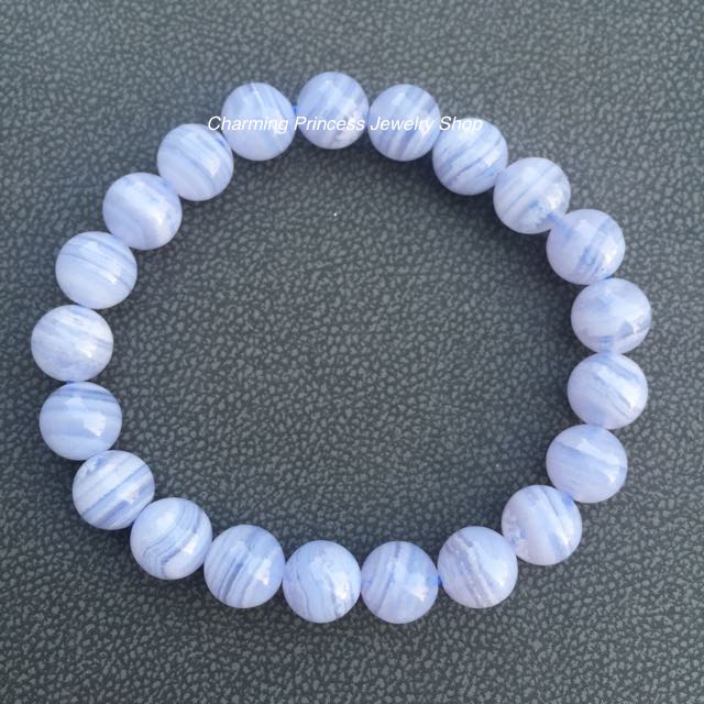 Blue Lace Agate 8 mm บลูเลซอาเกต ทำให้ใจเย็น