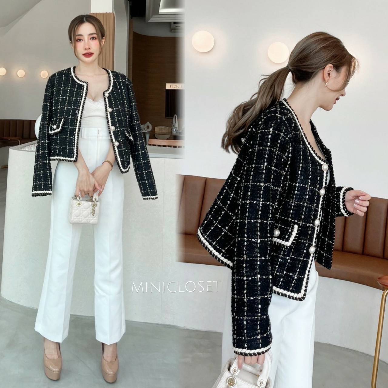 เสื้อทวีตแขนยาว เสื้อคลุมผ้าทวิต