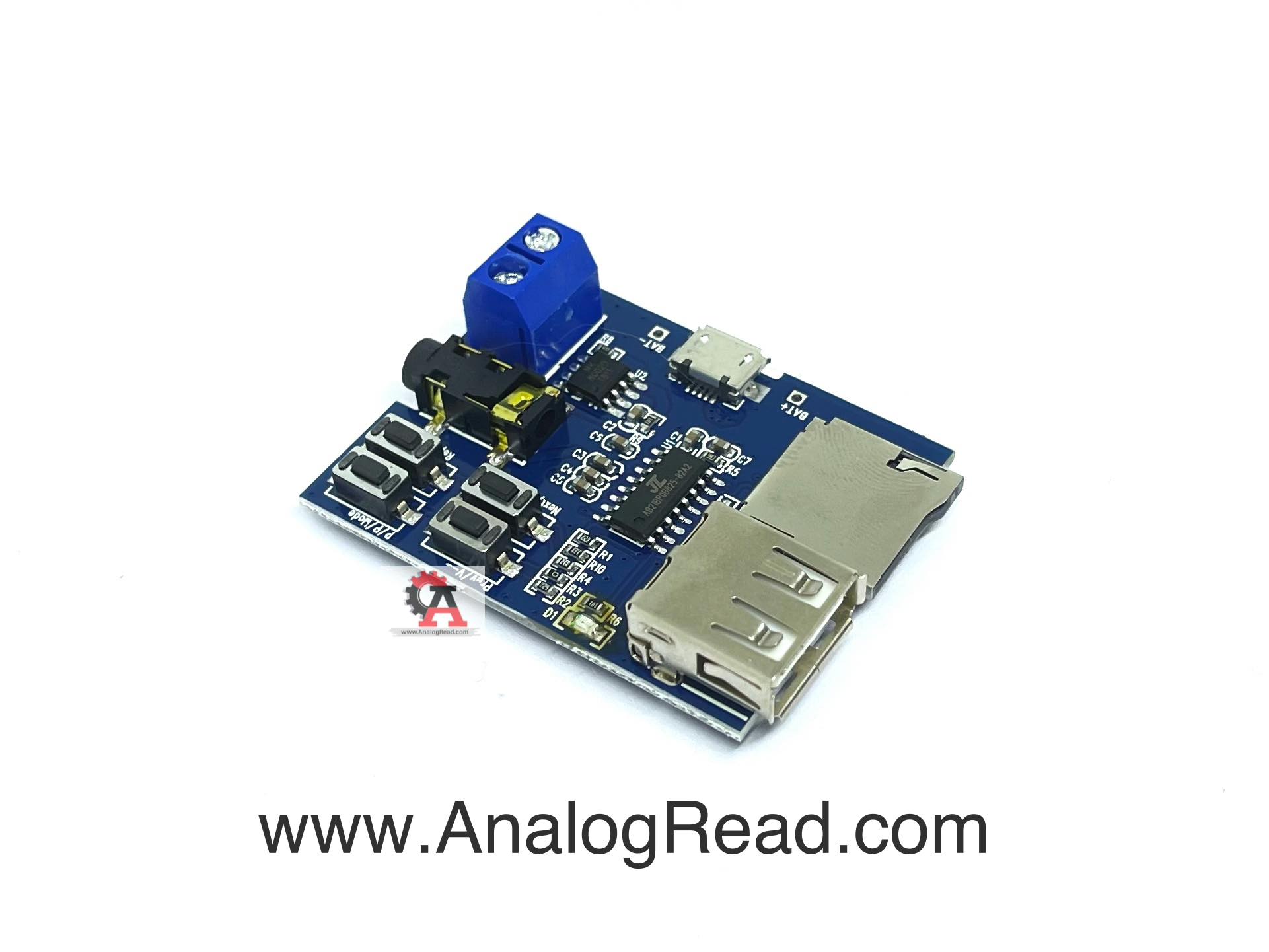 MP3 Module โมดูลเล่นเพลงรองรับ SD Card และ FlashDrive with Jack 3.5