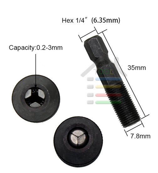 CH02 หัวจับดอกสว่านจิ๋ว แบบ keyless สำหรับจับดอกสว่าน จิ๋ว ดอกไมโคร