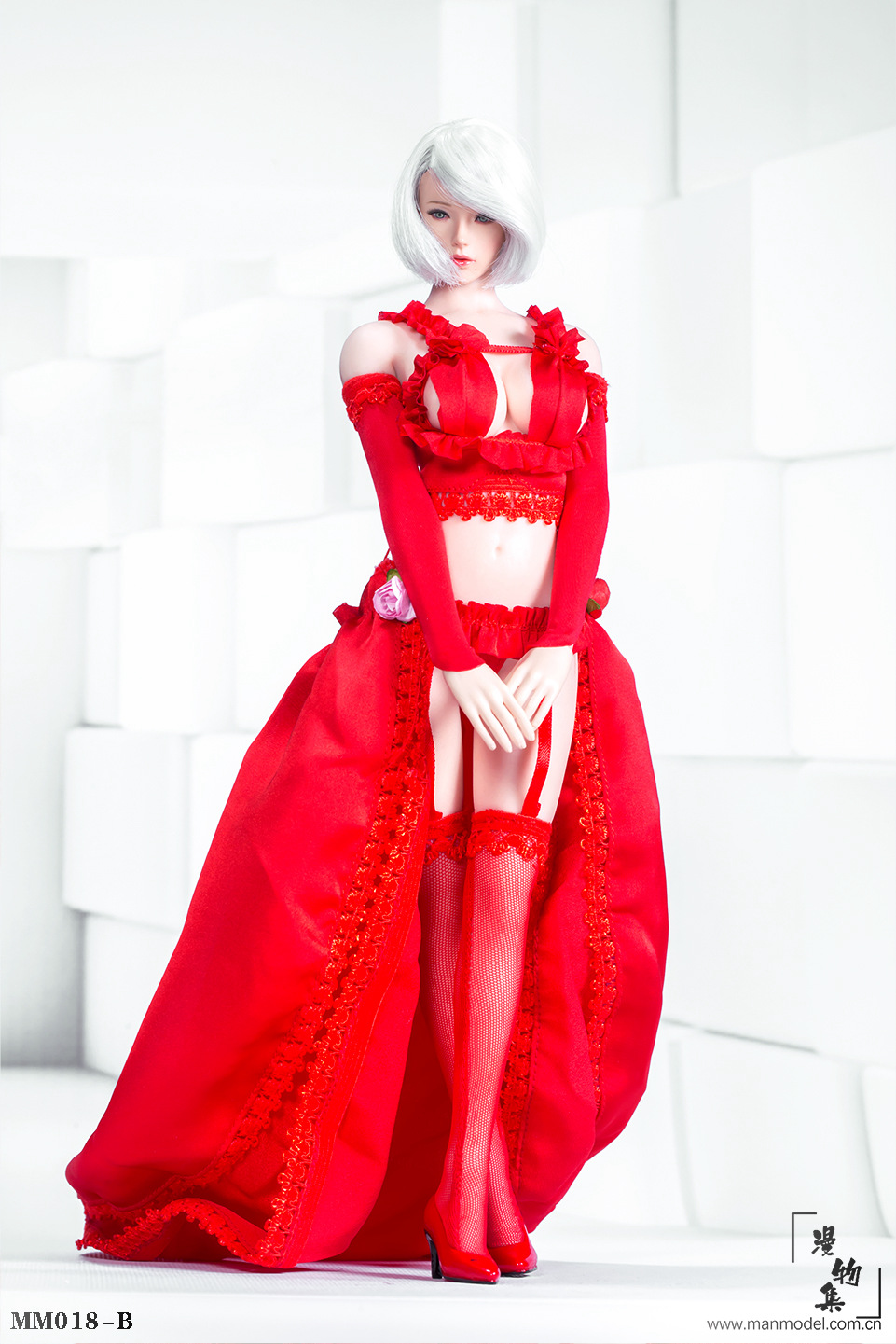 Manmodel MM018-B Two-dimensional sexy flower wedding suit (Red)