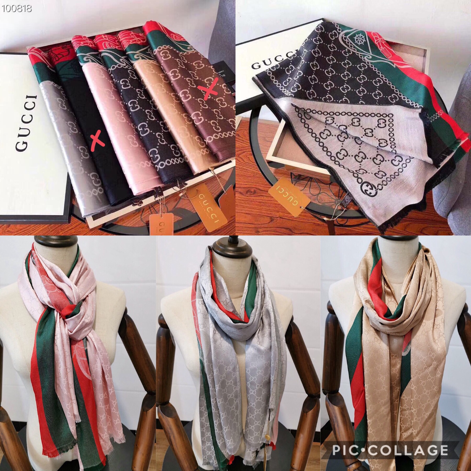 ผ้าพันคอ ผ้าคลุมไหล่ GUCCI รอบนี้มาเป็นเซ็ทของขวัญสุดหรูพร้อมกล่องและถุงกระดาษ