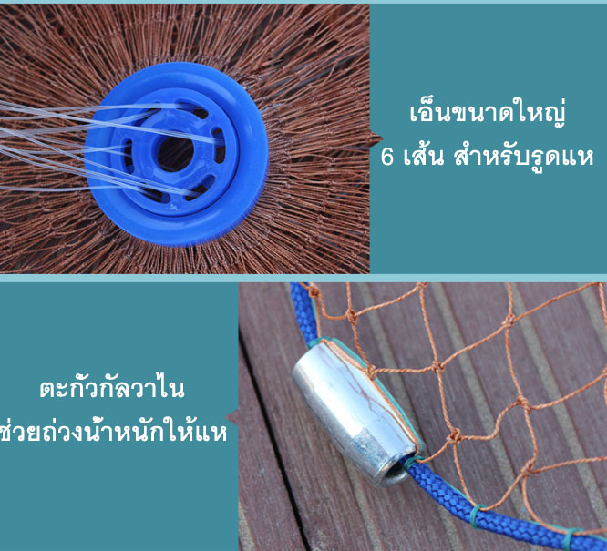 OT26 แหจานบิน แหฝรั่ง ทอดแหไม่เป็นก็ทอดได้ จับปลาๆง่ายๆ ขนาด 300 cm x150 cm