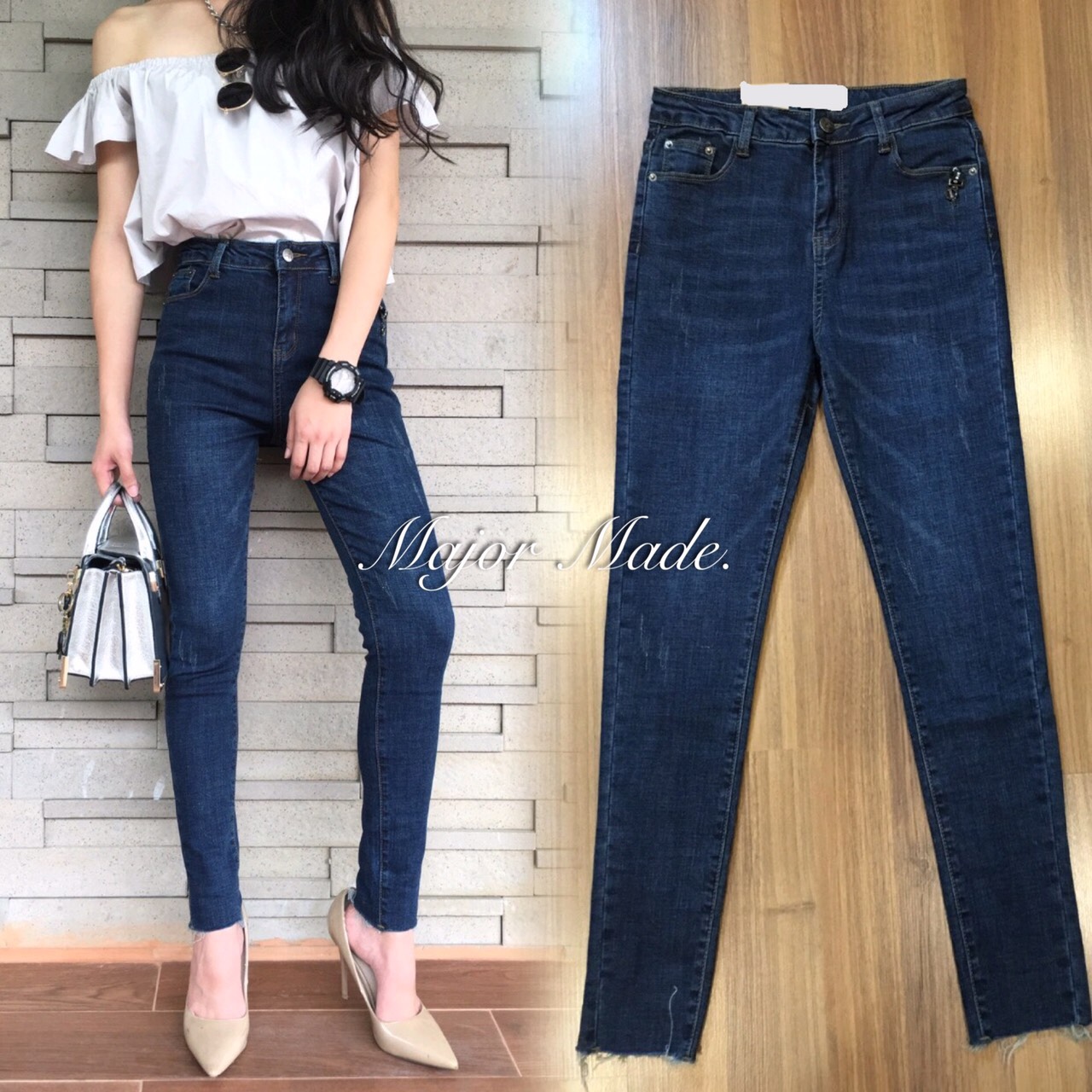 กางเกงยีนส์ทรงสวย ผ้าดี๊ดี มีเพร้อมส่ง Size:L เท่านั้นค่ะ