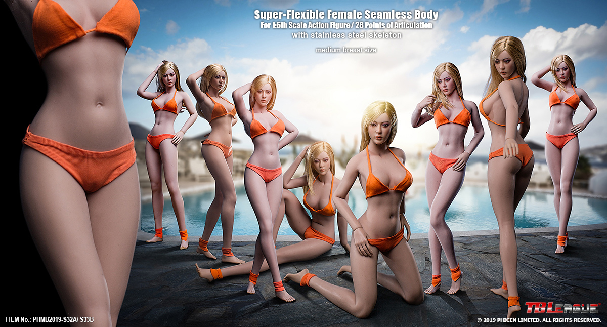 TBLeague S32A S33B 1/6 Female Super-Flexible Seamless Bodies (Long legs, narrow shoulders, Pale / Suntan)
