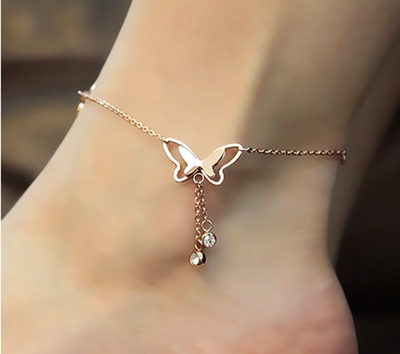 “เช็คสินค้าทัก line ก่อนโอนนะคะ”สร้อยข้อเท้าสำหรับผิวแพ้ง่าย Butterfly Twilight Anklet_AT011