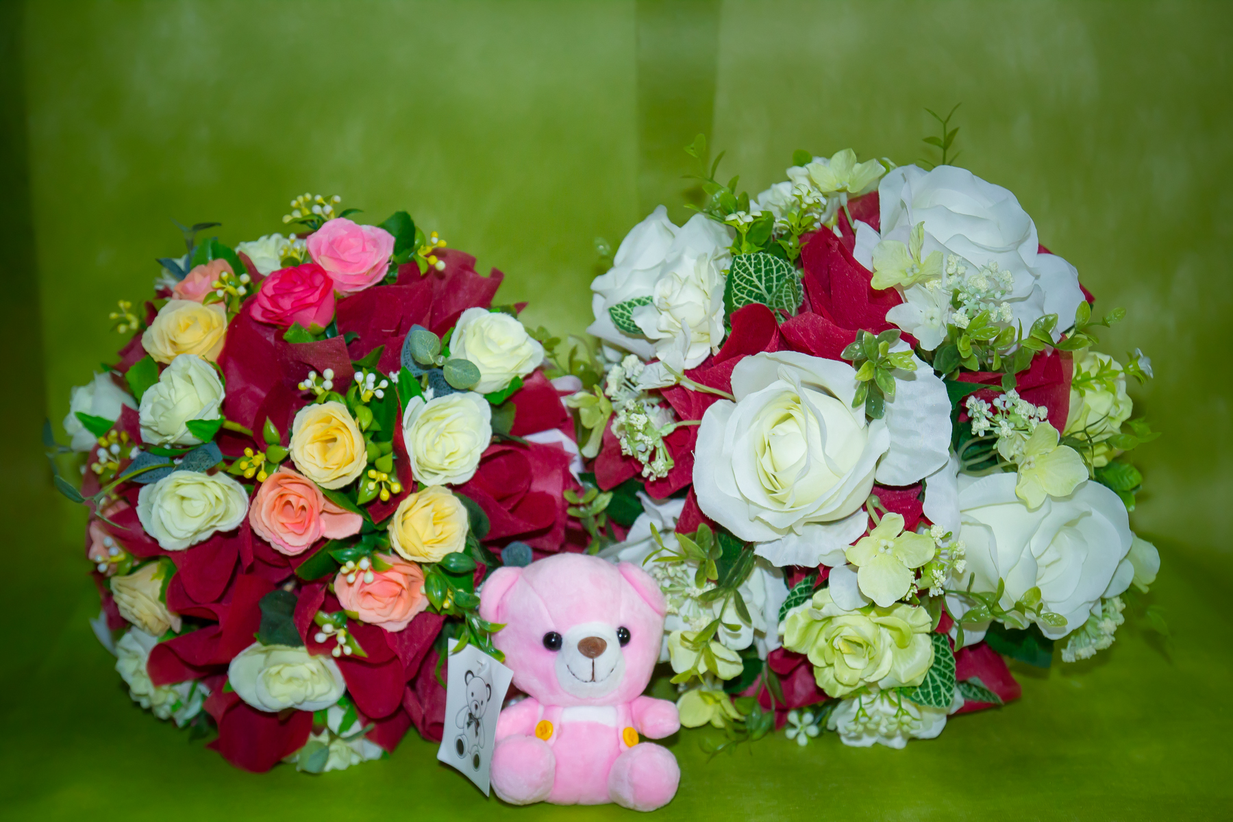 ช่อดอกไม้แห้ง ดอกกุหลาบคละสี