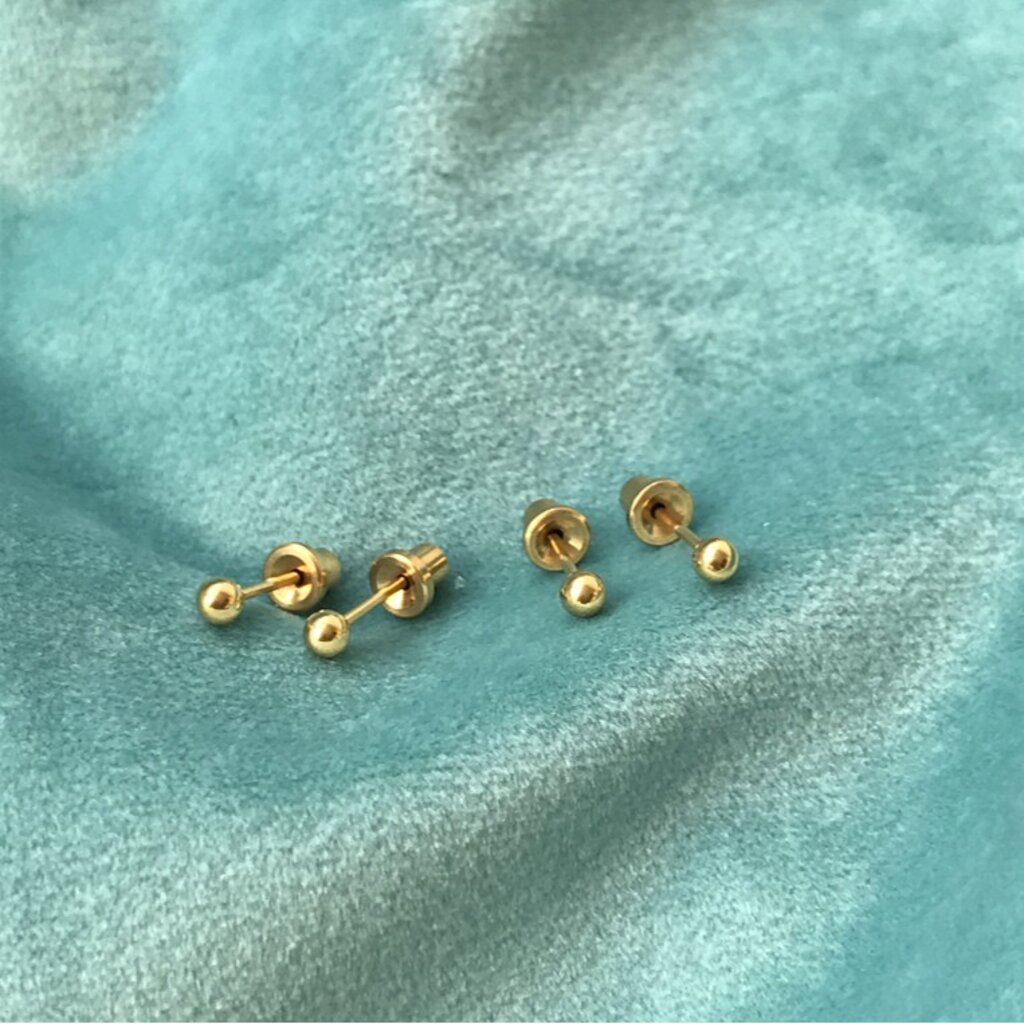 (ส่งฟรี!) ต่างหูสำหรับผิวแพ้ง่ายแป้นตัน สแตนเลสเกรดการแพทย์ ปลอดภัย 100% Ball 4 mm