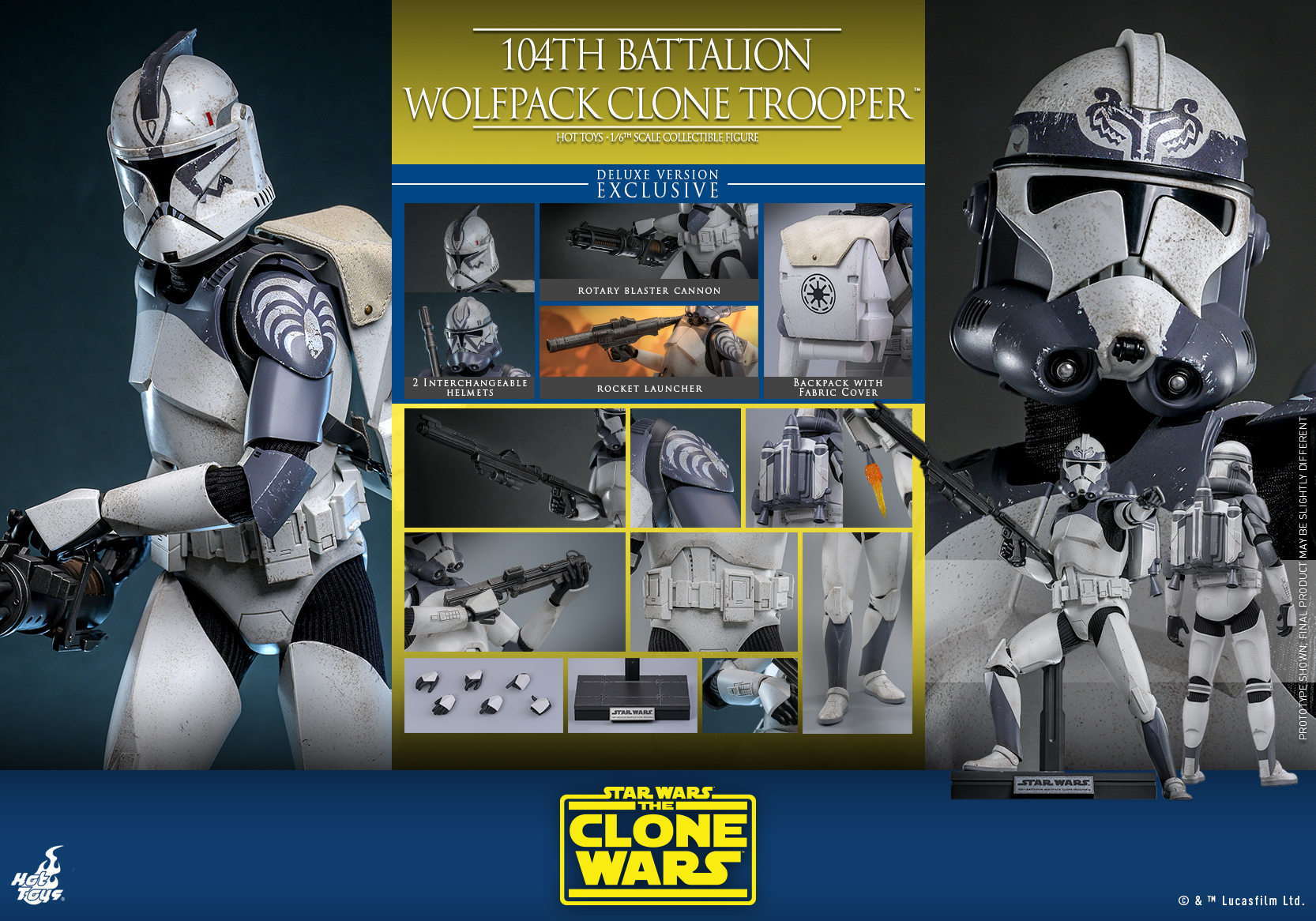 Hot Toys TMS143 Star Wars: The Clone Wars - 104th Battalion Wolfpack Clone Trooper (Deluxe Version)