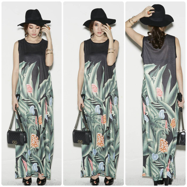 เดรสยาวแขนกุด ผ้าสลาฟปริ้นลายสวยผ้าใส่สบาย เดรสไปเที่ยวทะเล คาเฟ่ เดินห้างฯ ใส่ได้หลายโอกาสค่ะ