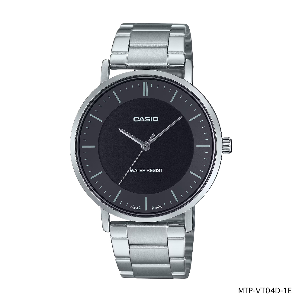 CASIO นาฬิกาข้อมือผู้ชาย MTP-VT04D สายแสตนเลส MTP-VT04L สายหนัง MTP-VT04L-7E MTP-VT04L-8E -1E MTP-VT04D-8E MTP-VT04D-7E MTP-VT04D-1E สำเนา