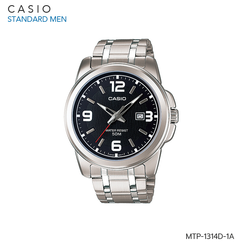 CASIO STANDARD Men นาฬิกาผู้ชาย สายสแตนเลส รุ่น MTP-1314D MTP-1314D-1A