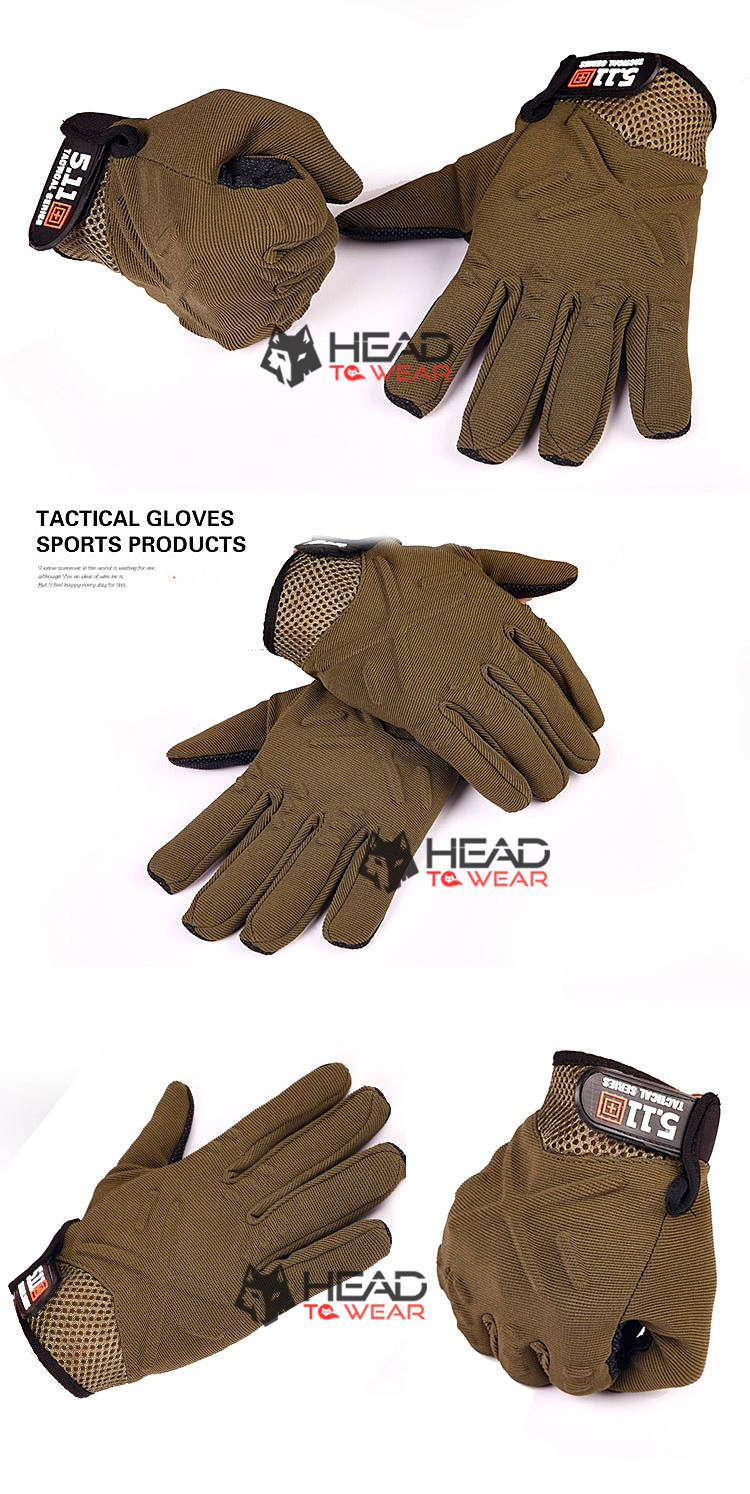 ถุงมือเต็มนิ้ว ลายตัวเอ็กซ์ 5.11 : สีน้ำตาลเข้ม Brown รหัส GT009