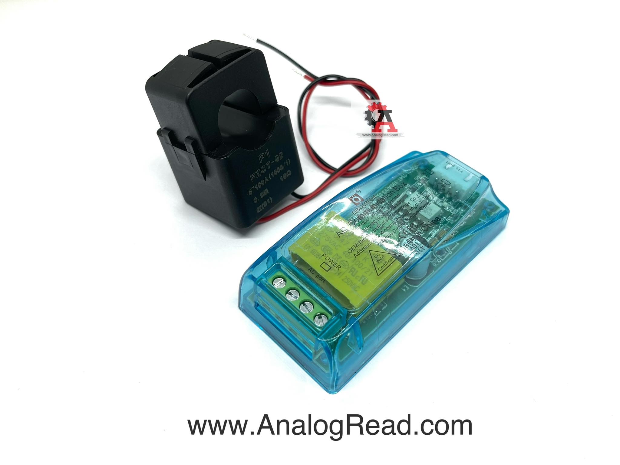 โมดูลวัดการใช้พลังงานไฟฟ้า 0-100A PZEM-004T 100A AC Module with opening and closing CT แบบมีเคส สต็อกไทยส่งไว