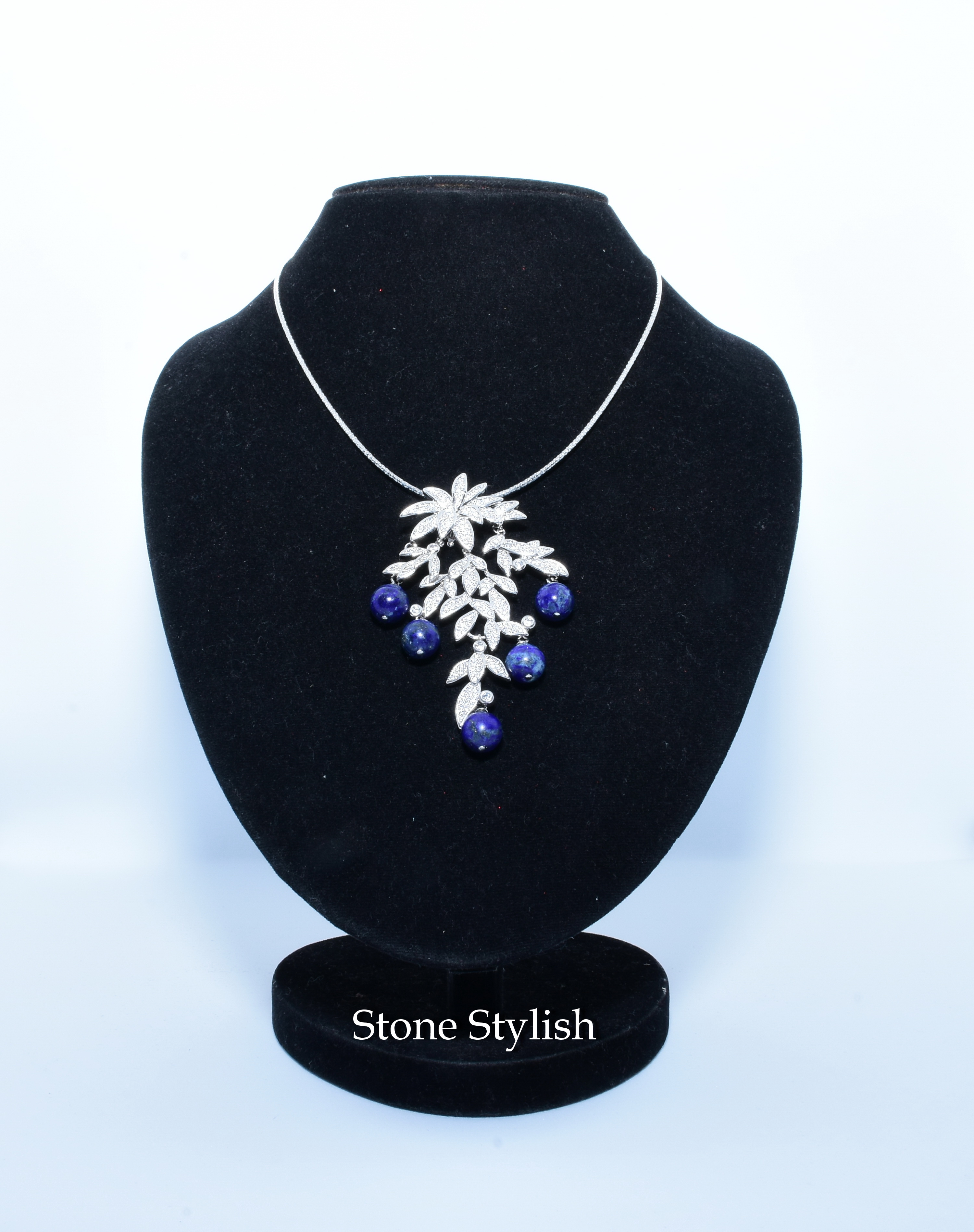 จี้ลาพิส + คริสตัลแชนเดอเลีย lapis Lazuri Pendant with chandelier crystal