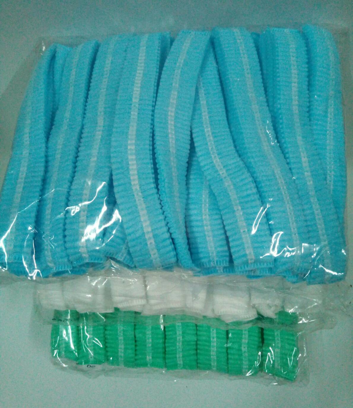 จำนวน 50 ชิ้น หมวกตัวหนอน หมวกคลุมผมใยสังเคราะห์ เขียว, ขาว, ฟ้า,ชมพู