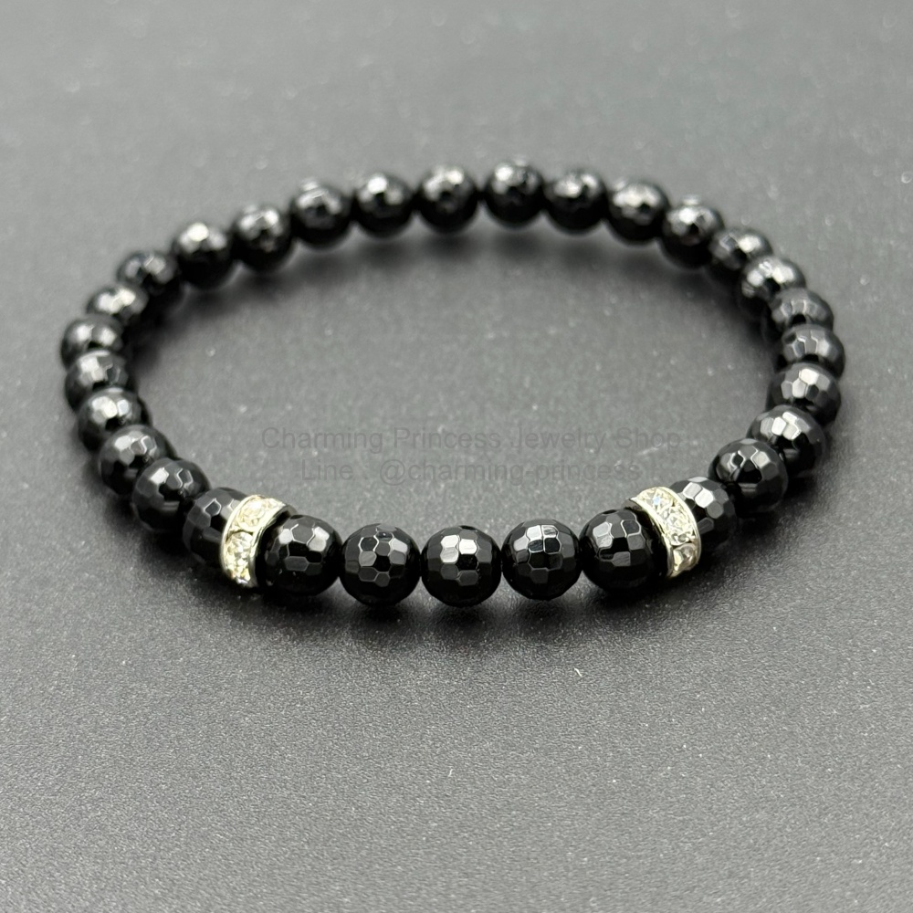 Black Onyx โอนิกซ์เจียรเหลี่ยมวิ้งวิ้ง 6 มม ปกป้องคุมครองจากผู้ที่ไม่หวังดี