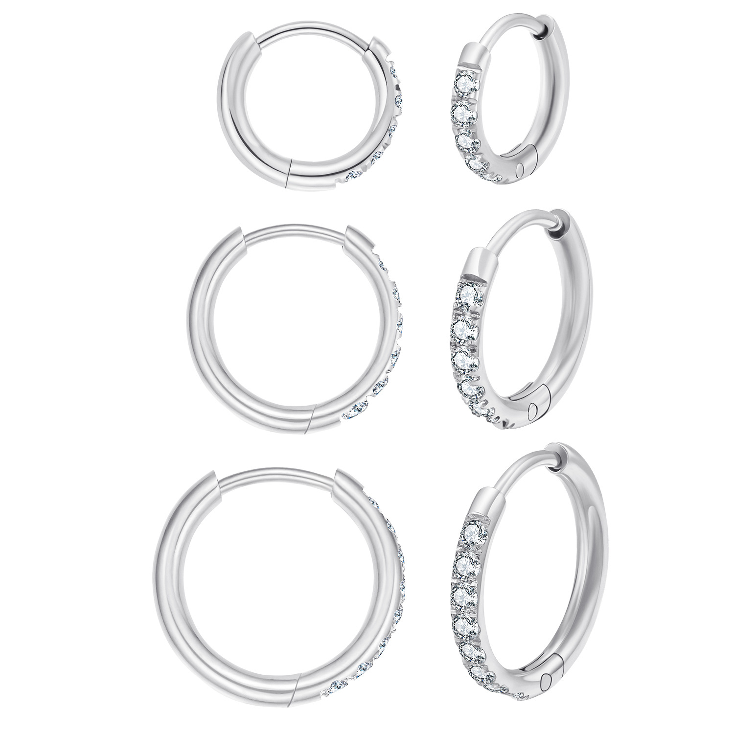 ต่างหูสำหรับผิวแพ้ง่าย Crystal hoop (Stainless)_ET008