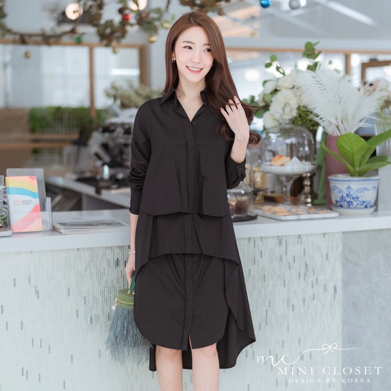 เดรสเชิ้ตแขนยาว เดรสทรงปล่อยใส่ได้ทุกโอกาส