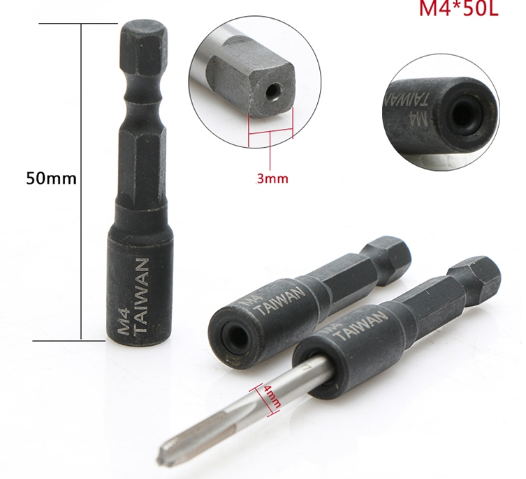 AD46 ชุดบล็อกสำหรับใส่ดอกต๊าป M4-M14 แกนหกเหลี่ยม 1/4 *** ไมไ่ด้แถมดอกต๊าป