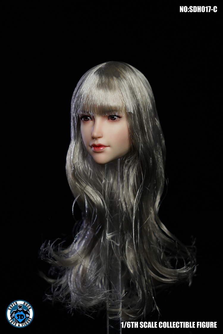 SUPER DUCK SDH017-C Female Head Carving (White Long Hair)