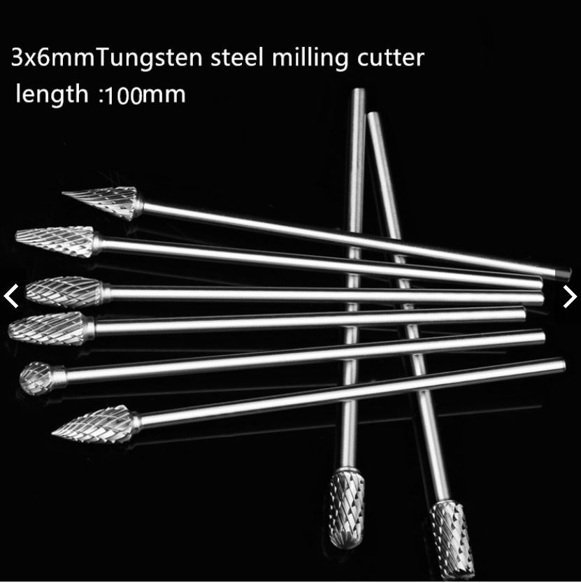 DS10 ชุดดอกเจียรคาร์ไบแกน 3 มิล แกนยาว 100 มิล สำหรับ เจียรฝาสูบ พอทไอดี หรือที่ลึกๆ ชด 10 ดอก
