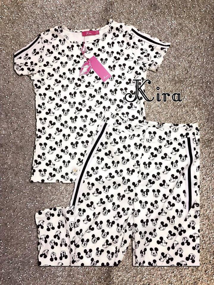 ส่งฟรี!! ชุดเซท เสื้อลาย Mickey ลายเต็ม ใส่แมตซ์กับกางเกงขายาว