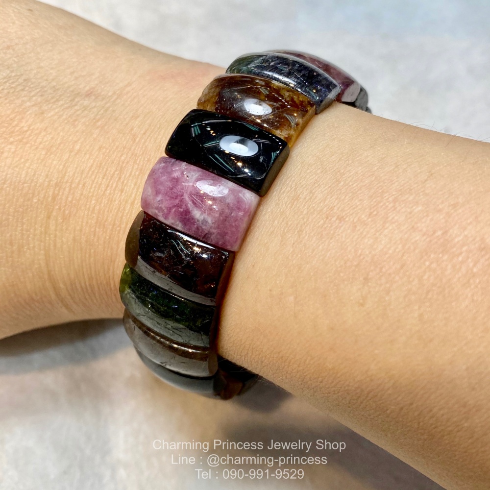 Tourmaline Bangle กำไลทัวร์มาลีน สีครบ จบในเส้นเดียว