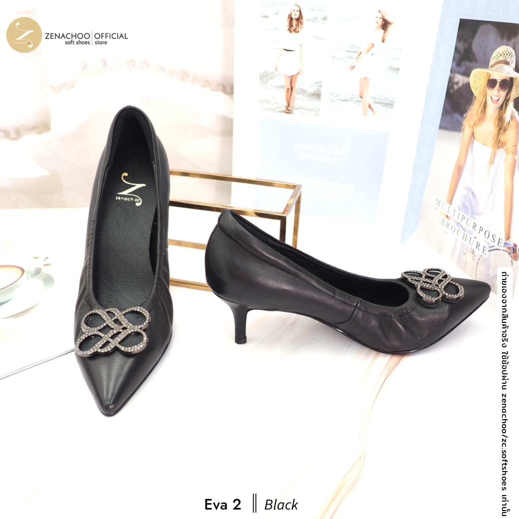 Zenachoo รองเท้าคัชชูหัวแหลมทรง Wedge หนังแกะนิ่ม Eva Wedge ส้นเตารีด สูง 2 นิ้ว ใส่สบาย ทรงปกติ เปลี่ยนไซซ์ได้ ไม่รับคืนสินค้าทุกกรณี