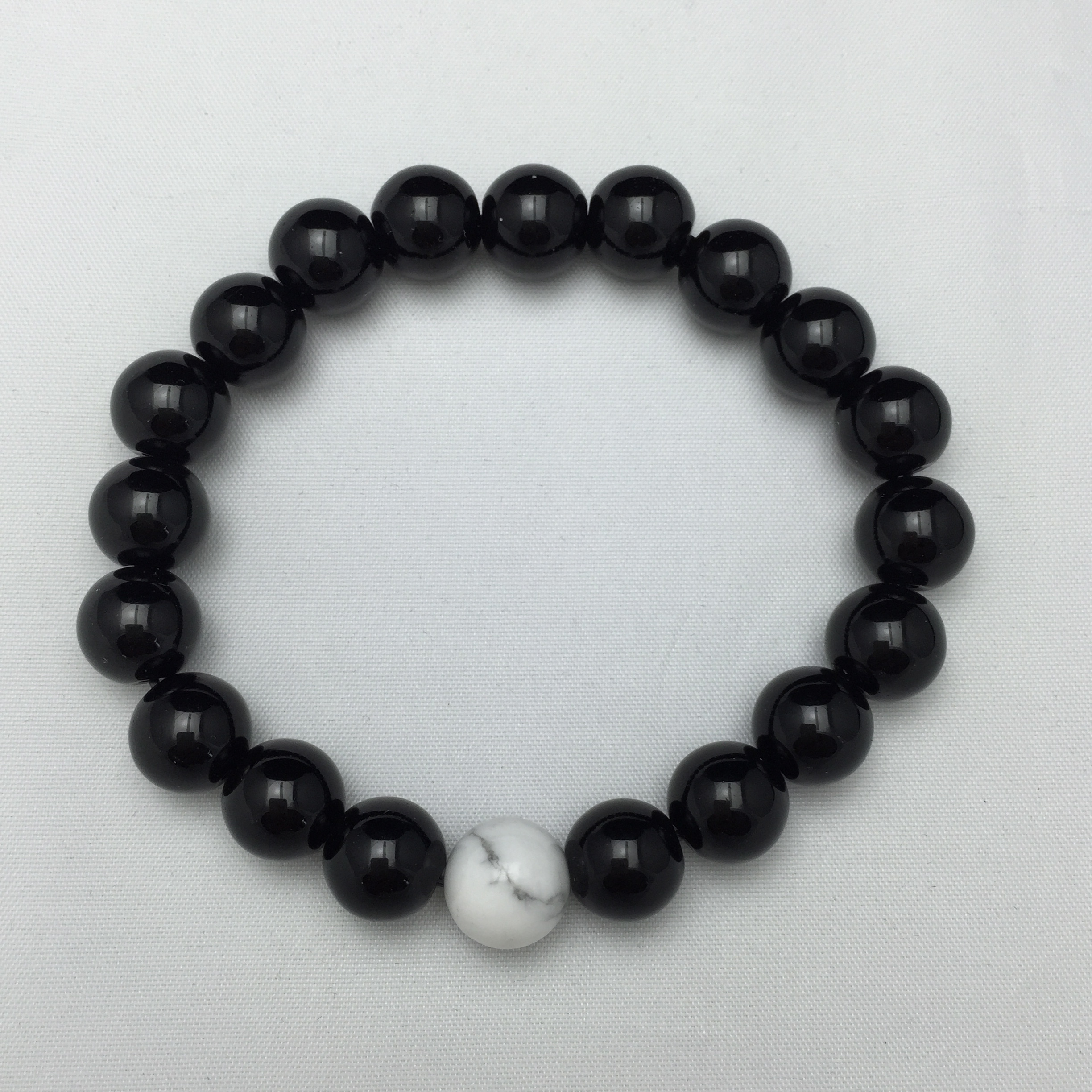 Black Onyx, Howlite ฮาวไลท์ 8 มม หินเพิ่ม EQ