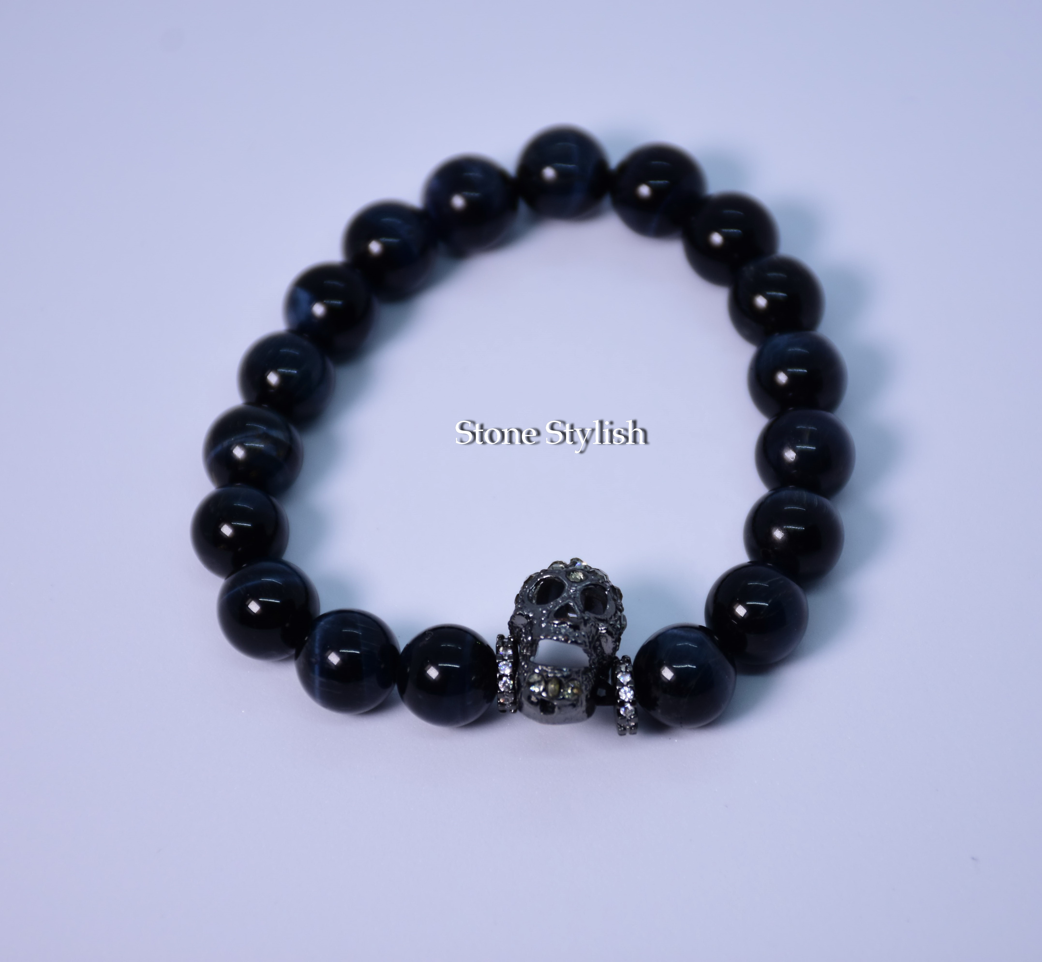 สร้อยข้อมือ บลูไทเกอร์อายส์ Blue Tiger’s eye ขนาด 13 มิล