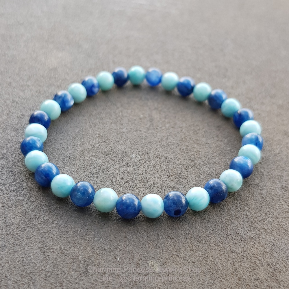 Larimar ลาริมาร์ Kyanite ไคยาไนท์ 6 มม รักอย่างฉลาด ปราศจากอุปสรรค