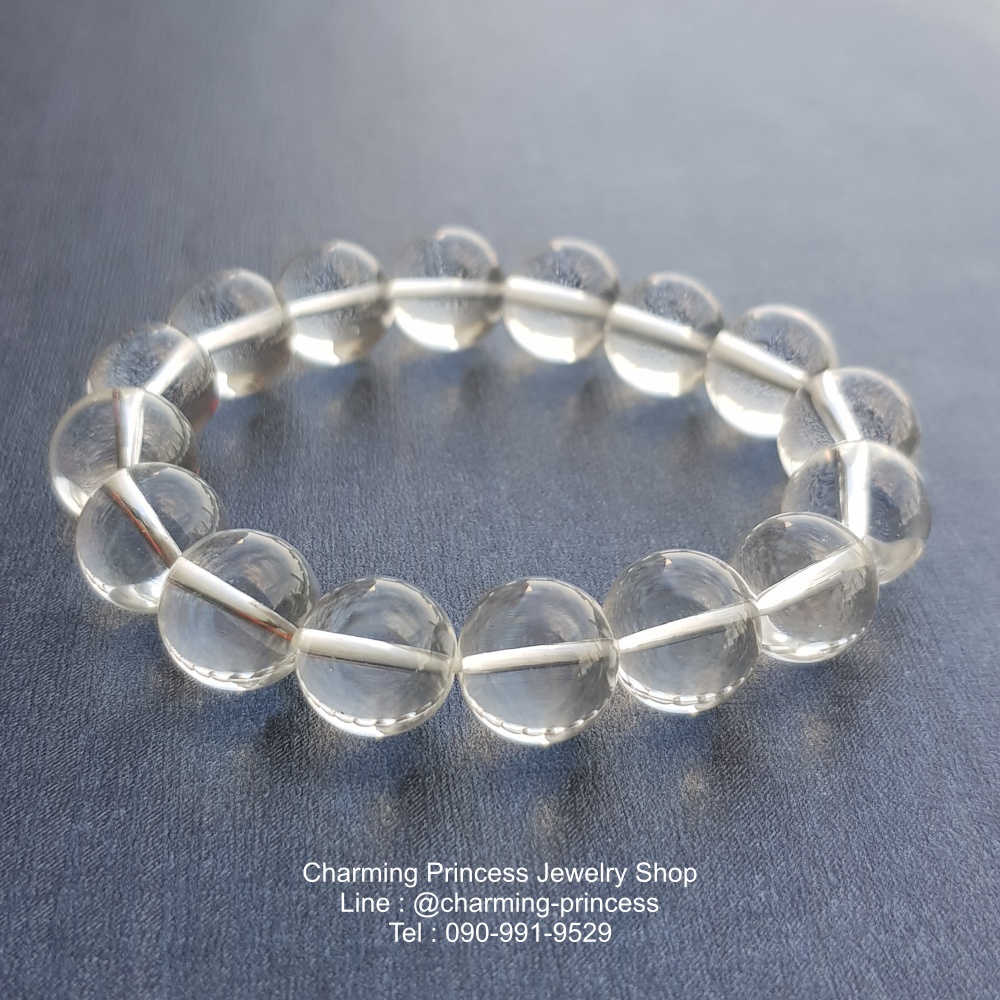 Crystal or Clear Quartz คริสตัลควอตซ์ หินควอตซ์ สีขาวใส 12 mm ตัวแทนของความมั่นคงในทุกๆด้านของชีวิต