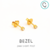 (ส่งฟรี แถมฟรีแป้นหมุดตัน)ก้านสั้นพิเศษ ต่างหูสำหรับผิวแพ้ง่าย BEZEL 2MM CZ Apr ก้านสีทอง สแตนเลสเกรดการแพทย์ ปลอดภัย 100%_STD045