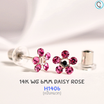 (สำหรับเจาะ ทองแท้14K)แป้นหมวก 14K WG 6MM DAISY ROSE แพคเกจปลอดเชื้อ ปลอดภัย100%_H1406