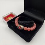 เศรษฐีตาพราน เงินไหลมา โชค ลาภ วาสนา ตาพรานบันดาลให้ วัดพระมหาธาตุ นครศรีธรรมราช ลูกสะกดตาพรานให้รวย เนื้อทองระฆังลงยาขาว ร้อยพร้อม โรโดโครไซต์ 10 มม *โปรดใช้วิจารณญาณ*