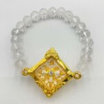 มหาเทพเทวศิลป์ จตุรเทพอริยทรัพย์ และ Crystal Quartz แกะลายดอกบัว ขนาด 8 มม