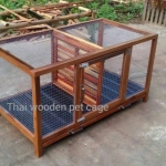 กรงกระต่าย 2 ช่อง พื้นพลาสติกดำ