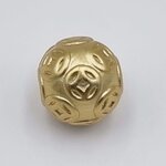 ตัวคั่น ลูกบอล แกะลายเหรียญจีน นำพาโชคลาภ เงินแท้ชุบทอง 10 mm