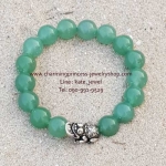 Green Aventurine กรีนอะเวนเจอรีน อเวนเจอรีน 10 มม หินที่นำโอกาส โชค และความรุ่งเรืองมาสู่คุณประดับเงินแท้ คางตกคาบเหรียญ