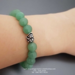 Green Aventurine กรีนอะเวนเจอรีน อเวนเจอรีน 8 มม หินที่นำโอกาส โชค และความรุ่งเรืองมาสู่คุณประดับเงินแท้ คางตกคาบเหรียญ